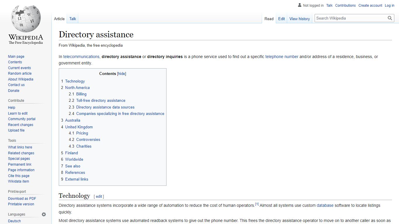 Directory assistance - Wikipedia